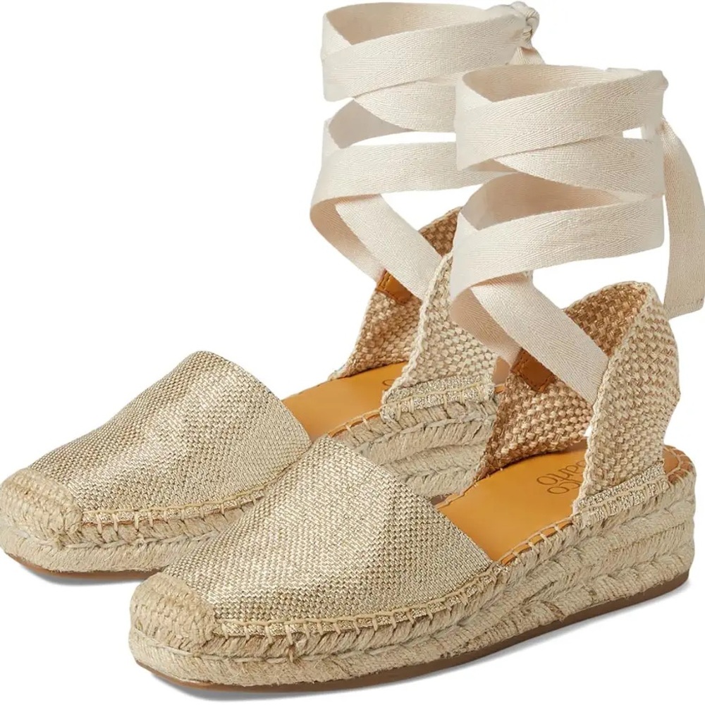 Gold Espadrille Wedge Sandals
